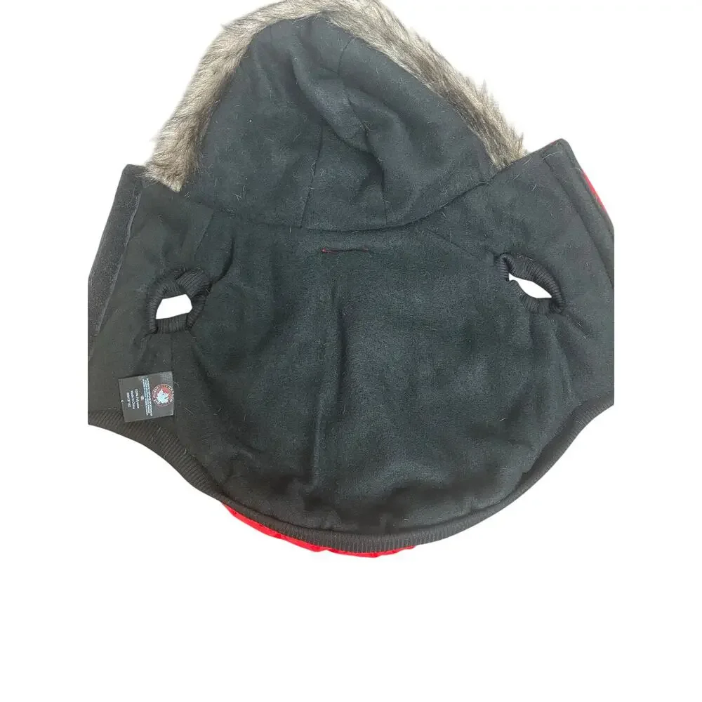 Canada Weather Gear Dog Jacket Red & Black Faux Fur Lined Hoodie Small